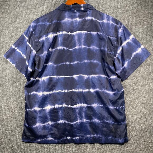 NWT Trunks Button Up Tie Dye Shirt Men's XL Blue/White Striped Casual Beachwear - Picture 10 of 11